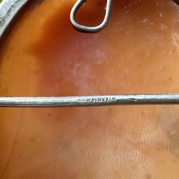 VTG Cameo‎ Shell Pendant Brooch 1 3/8" Victorian Lady 800 Fine Silver Italy MCM - Picture 12 of 12